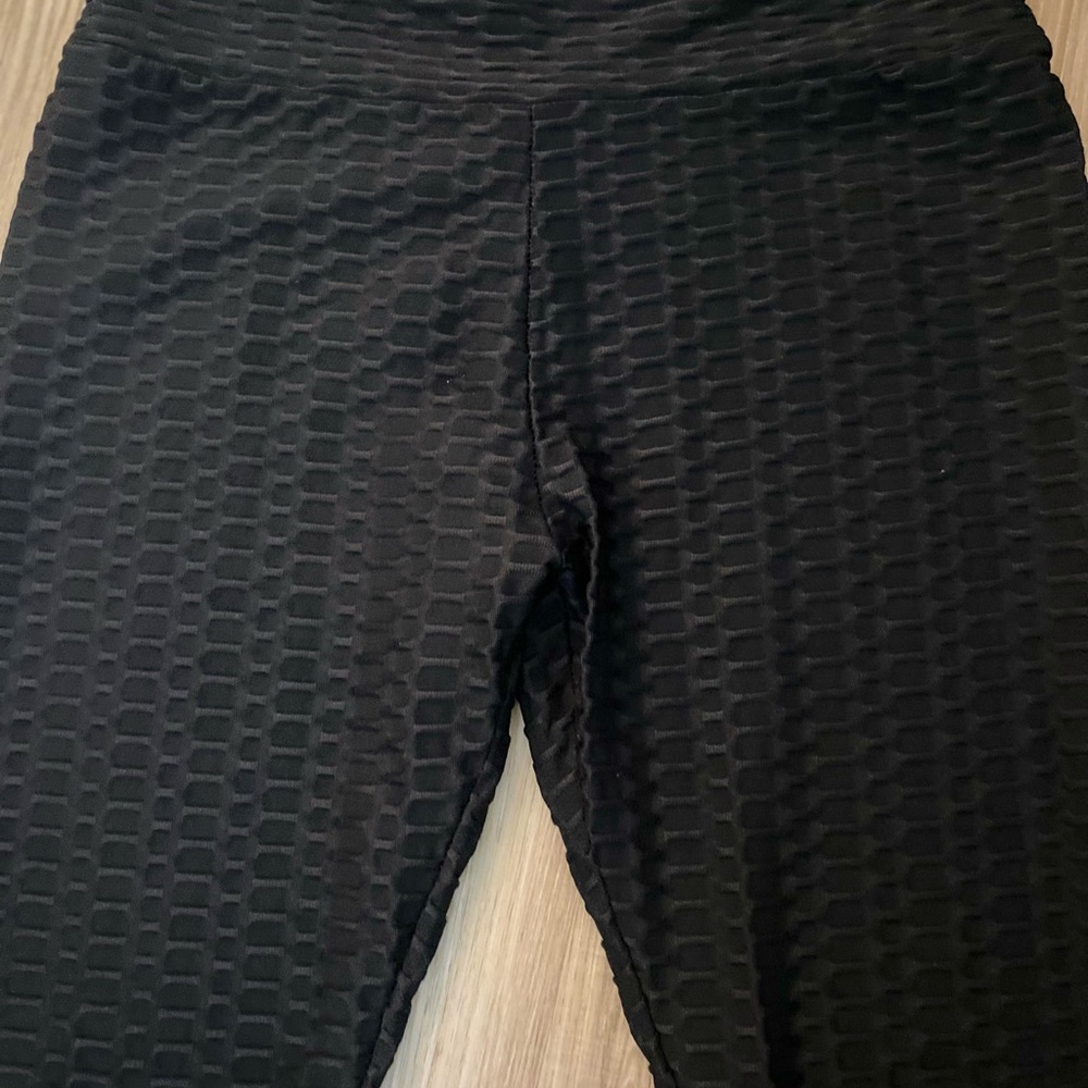 🔥🔥Sexy New Mix Textured Not See Through Black Long High Waisted Leggings Large